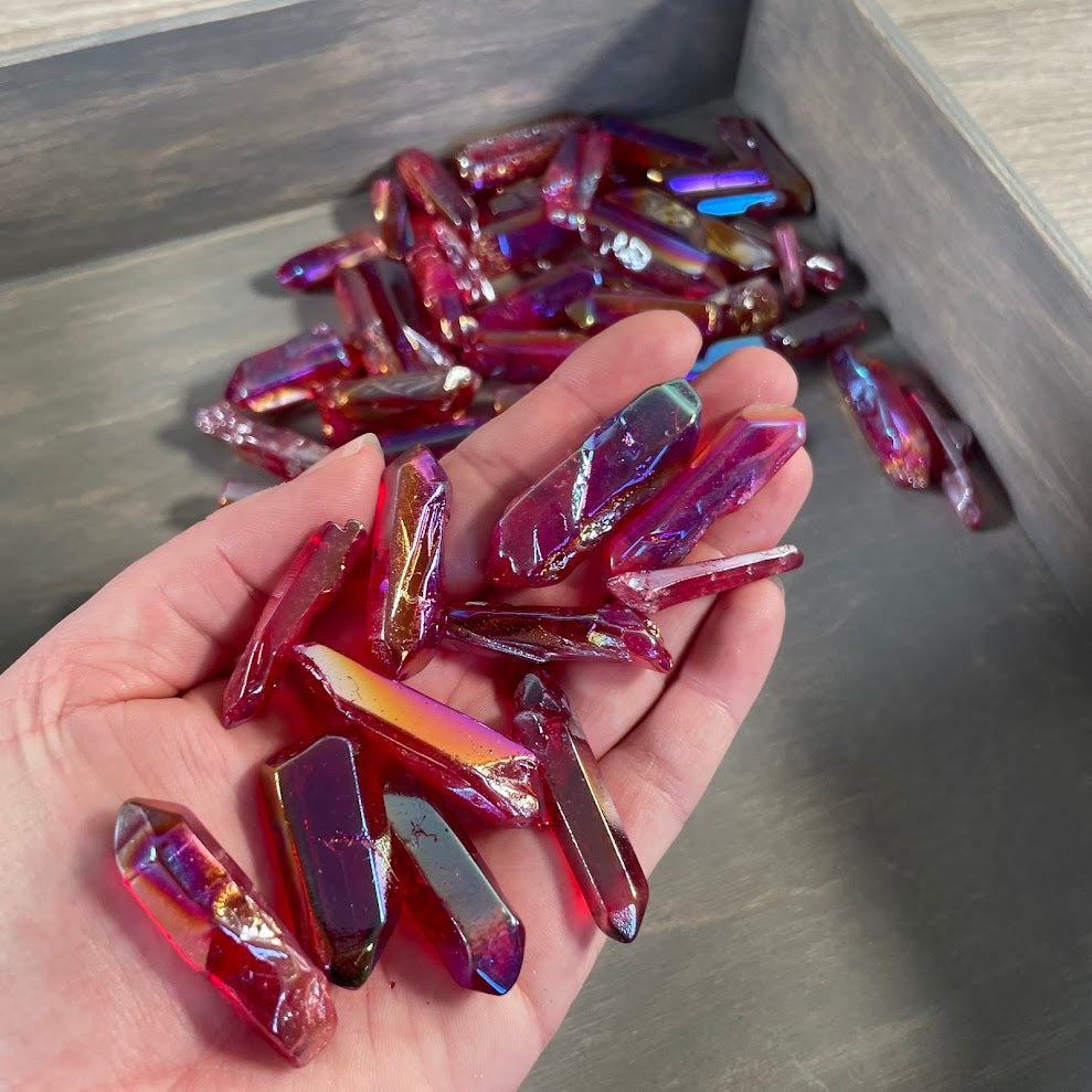 Colorful aura quartz crystal points for resale