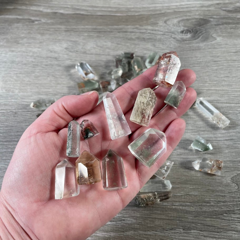 Chlorite garden quartz small wrappable obelisk