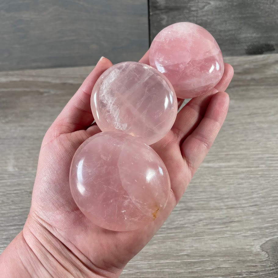 rose quartz crystal palm stones perfect for  gift shops