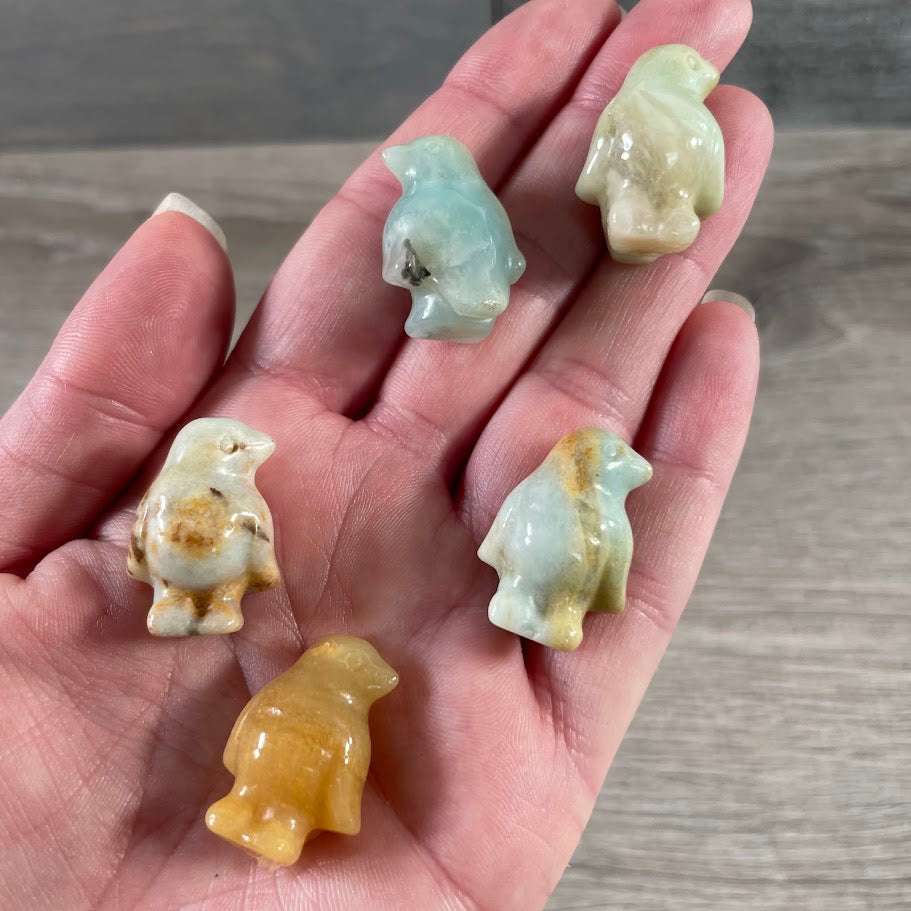 Natural stone amazonite penguin carving for wholesale crystal shops
