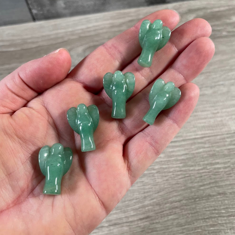 Small Gemstone Angel Figurines | Mini Crystal Guardian Angels for Gifts, Spiritual Décor