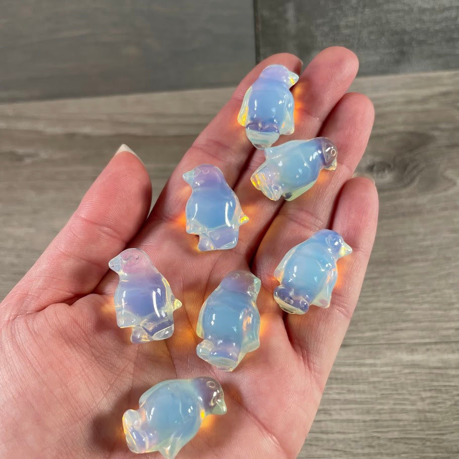 penguin figurine for gift shop display small opalite gemstone 