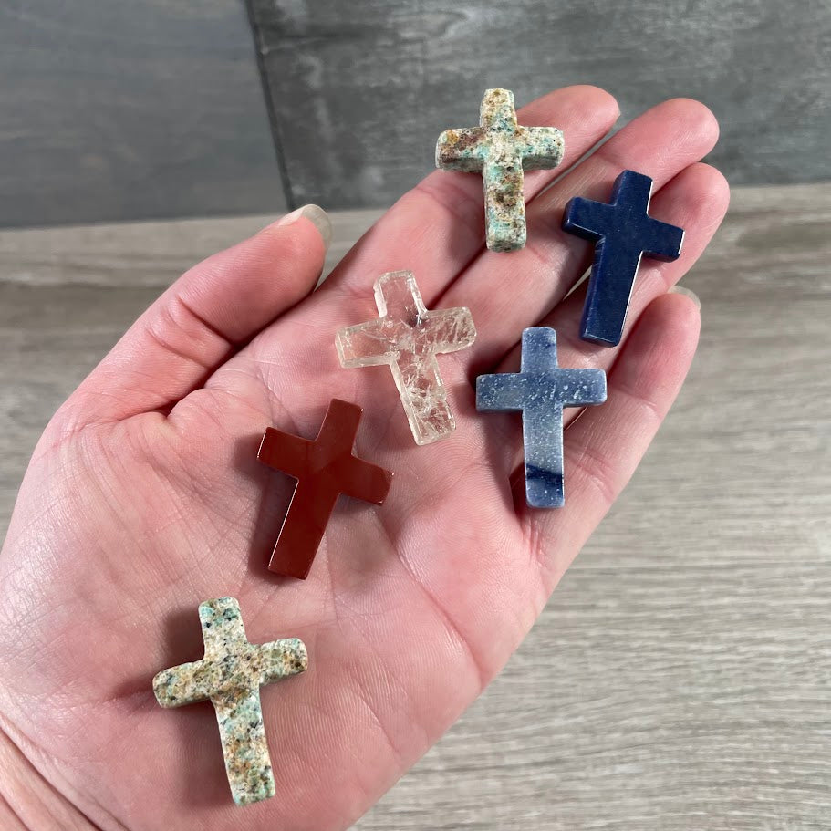 Assorted gemstone crystal cross figurines for bulk buyers