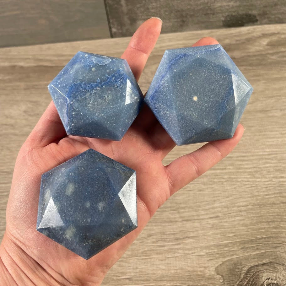 Hand-carved gemstone Star of David display for spiritual boutiques