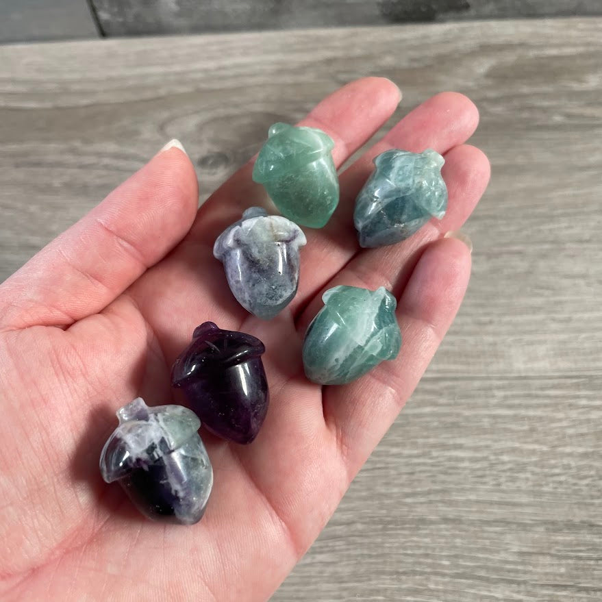 Gemstone Acorn Figurine for Spring or Autumn Decor