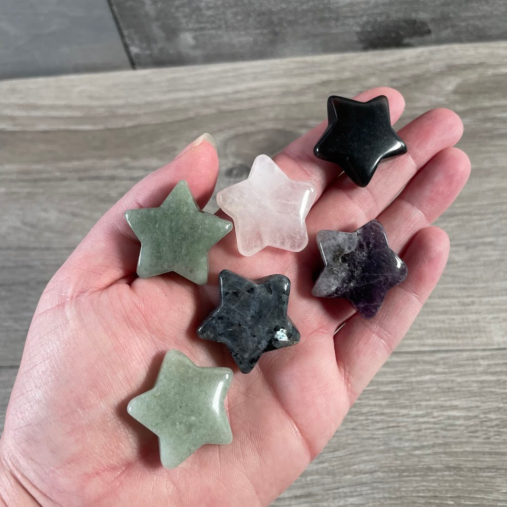 Assorted gemstone star shaped stones in mixed crystal colors bulk wholesale
