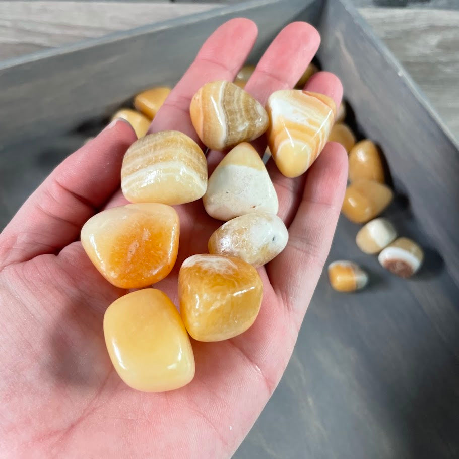 “Orange Calcite tumbled stones bulk lot polished crystals