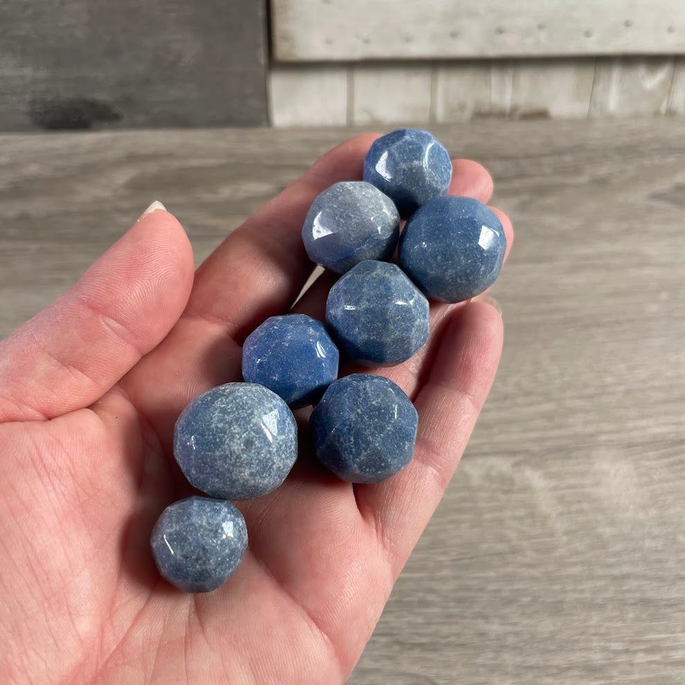 blue quartz faceted crystal ball natural gemstone bulk wholesale