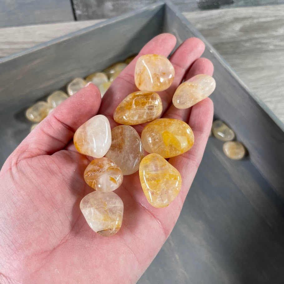 Wholesale Golden Healer Quartz tumbled stones vibrant yellow crystals