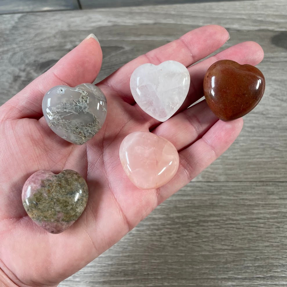 Heart shaped assorted gemstones for wholesale crystal and metaphysical inventory