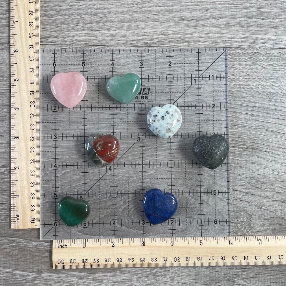 Assorted Gemstone Puffy Pocket Hearts – Bulk Polished Crystal Hearts for Retail Shops