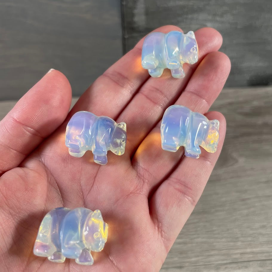 opalite small gemstone animal figurine bear for spiritual stores