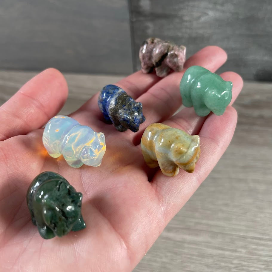 Bear Figurine Small Carved Gemstone – Crystal Animal Totem