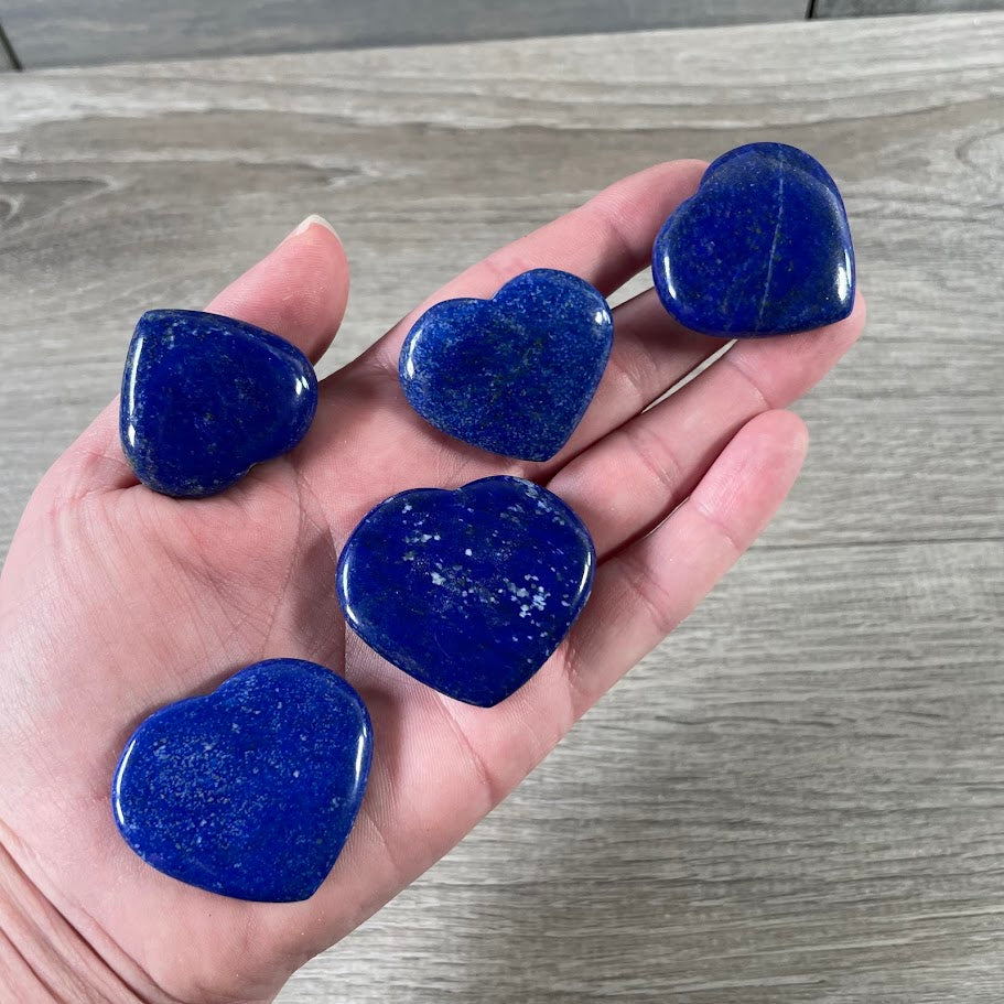 Hand-carved Lapis Lazuli pocket hearts for crystal retailers and wholesalers