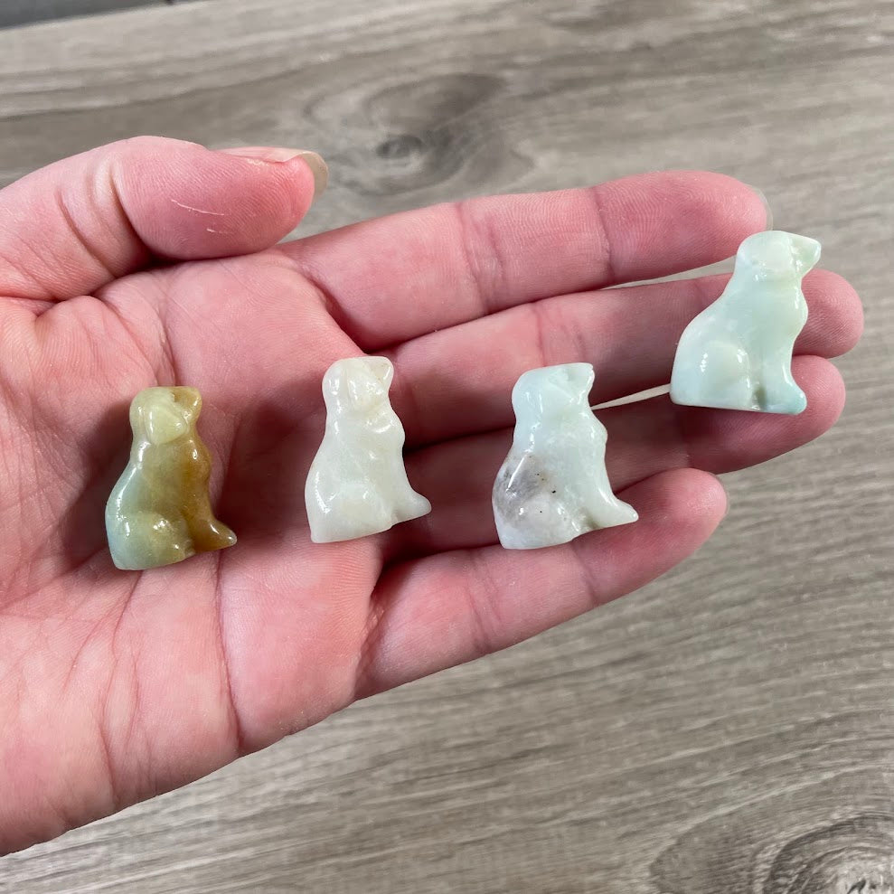 Dog Figurines Small Gemstone  –  Crystal Carvings for Retail