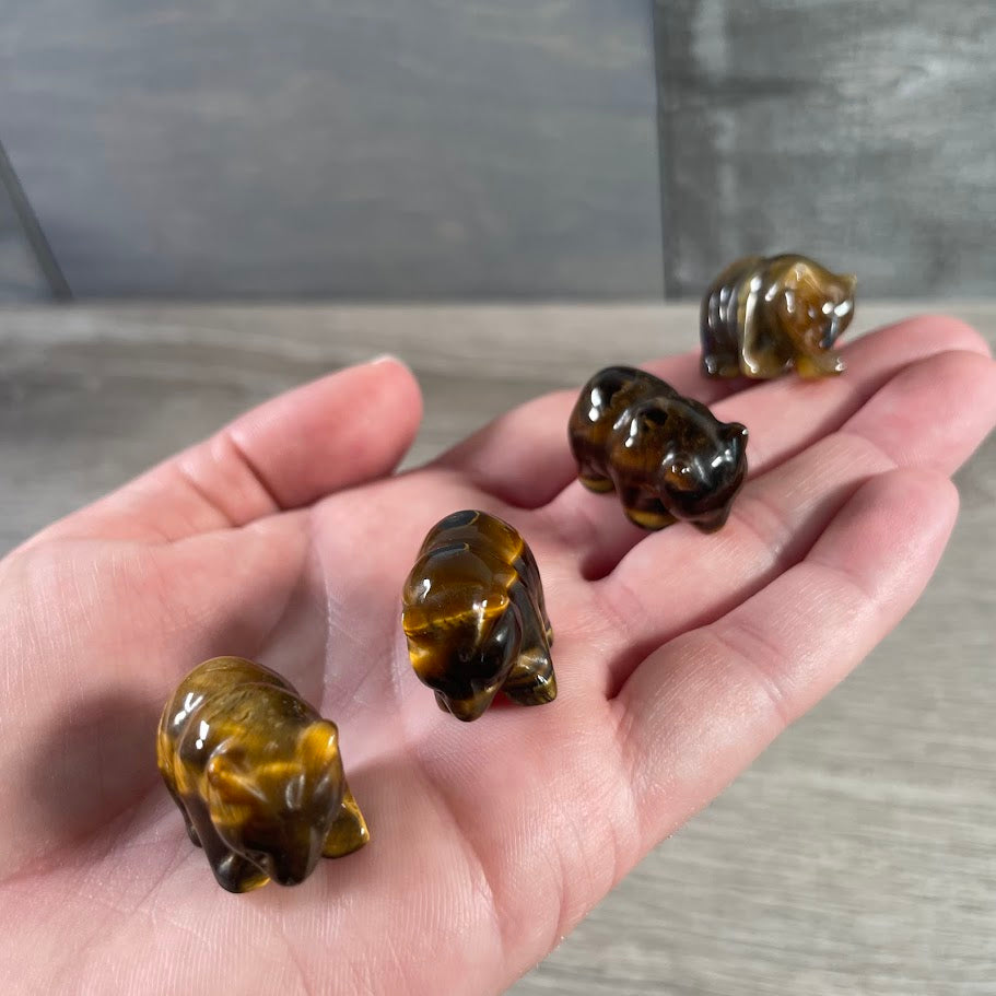 tiger eye carved gemstone bear animal totem for new age stores