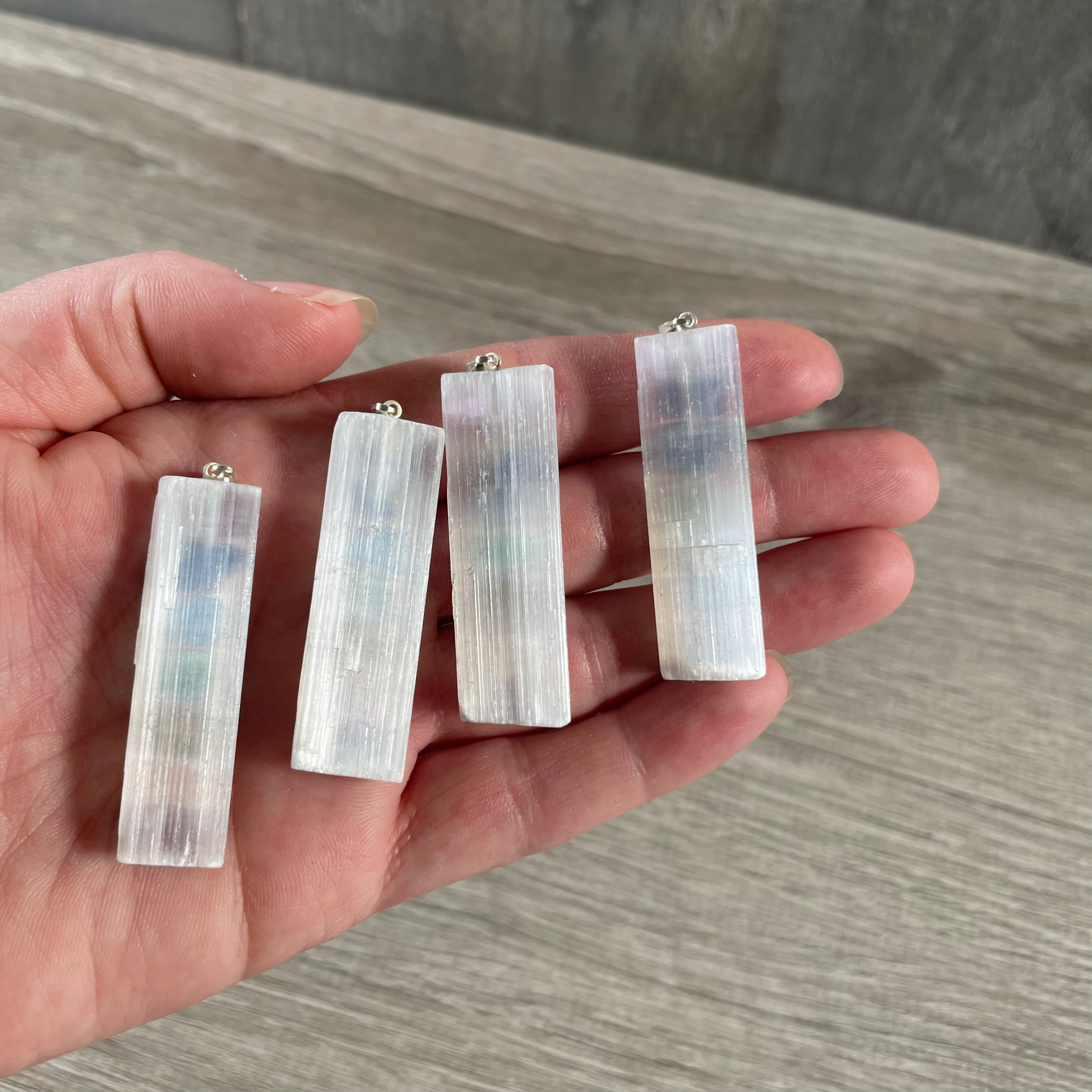 Selenite pendants great for spiritual practice.