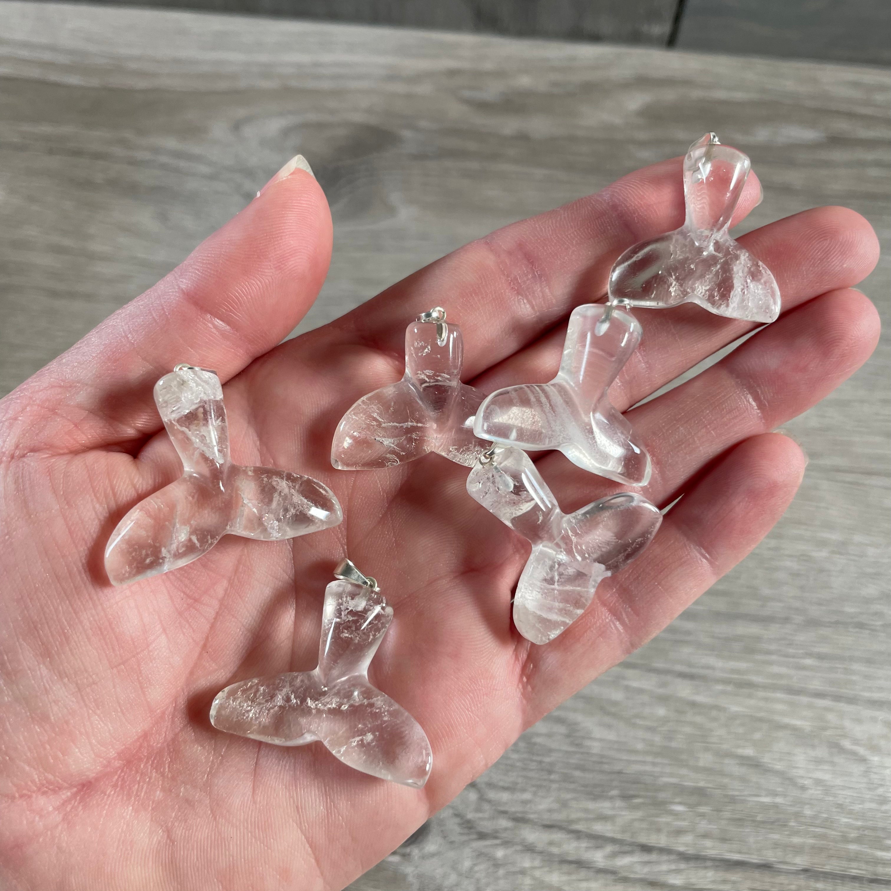 Gemstone Whale or Mermaid Tail Pendants 1 inch