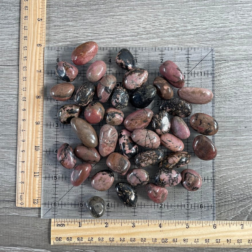 Rhodonite Tumbled Stones – 1 lb Bulk Healing Crystals