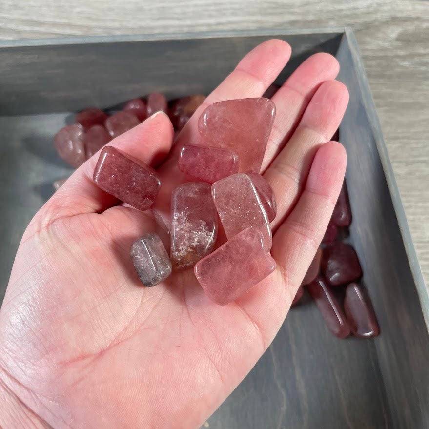tumbled strawberry quartz crystals bulk 1 lb polished stones