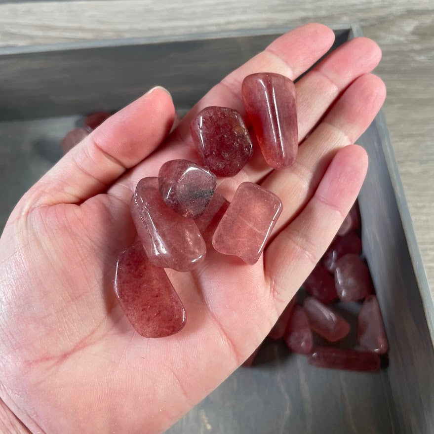 tumbled strawberry quartz for crystal shops