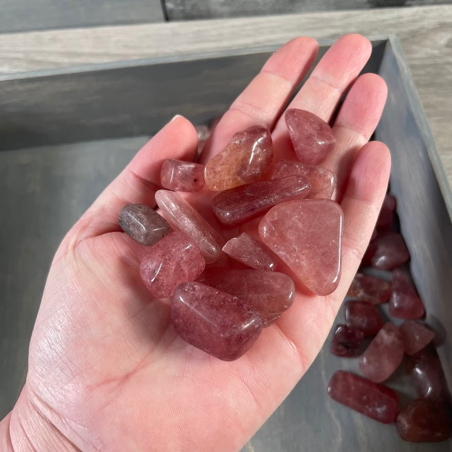 natural strawberry quartz tumbled crystals heart chakra stones