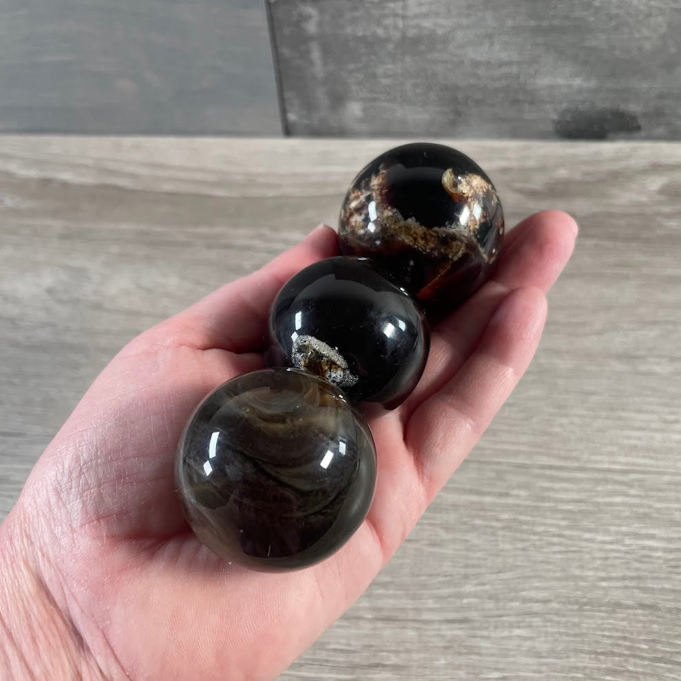 Black Amber Sphere natural fossil resin crystal ball gift shop supply