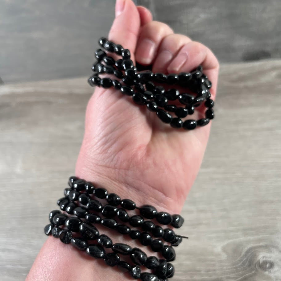 Black tourmaline healing crystal bracelets - bulk 