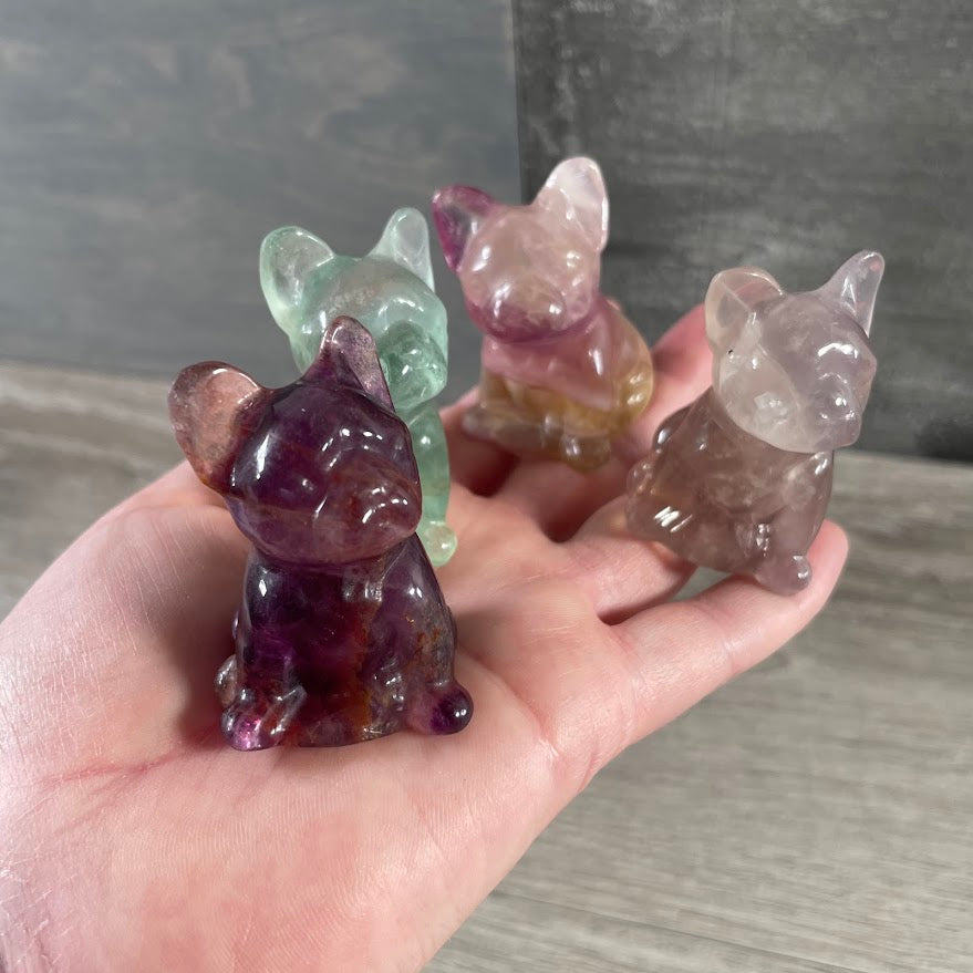 French Bulldog fluorite figurines wholesale