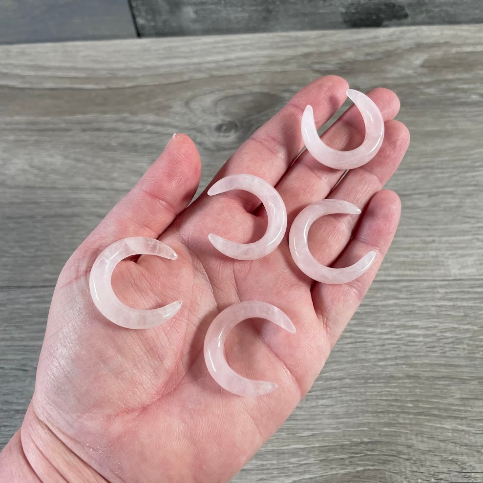 rose quartz moon shaped stones