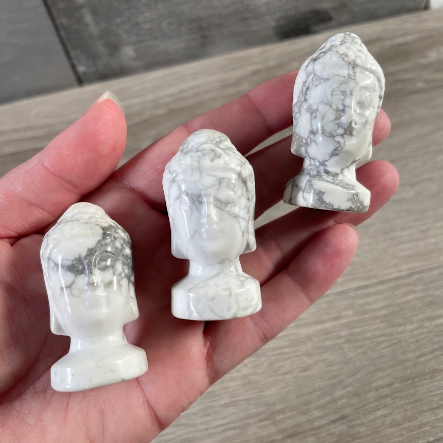 Howlite wholesale crystal Buddha head figurine for yoga studio décor