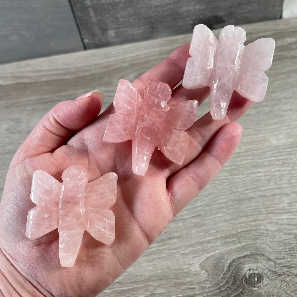 Rose quartz wholesale dragonfly figurines