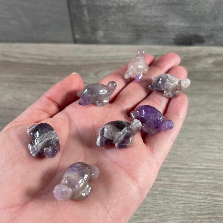 amethyst small carved gemstone sea turtle figurines