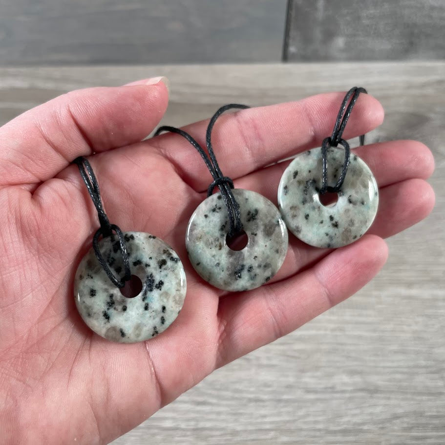 Donut Pi Stone 30mm Gemstone Pendant –  Strung or Plain