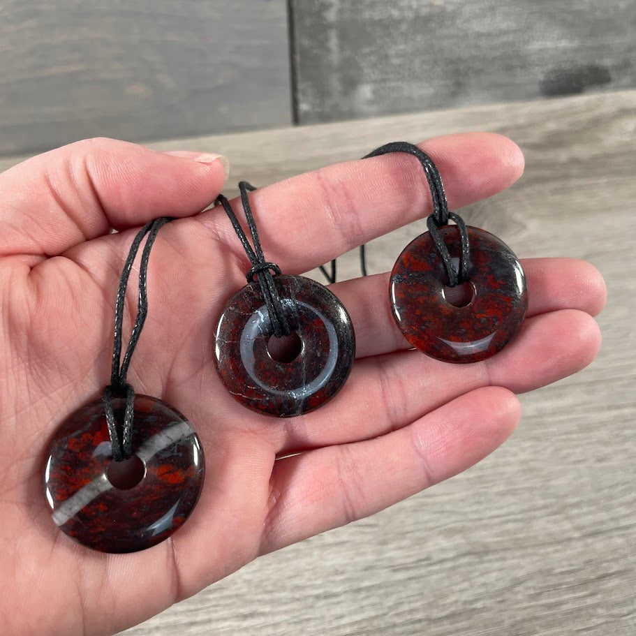 Donut Pi Stone 30mm Gemstone Pendant –  Strung or Plain