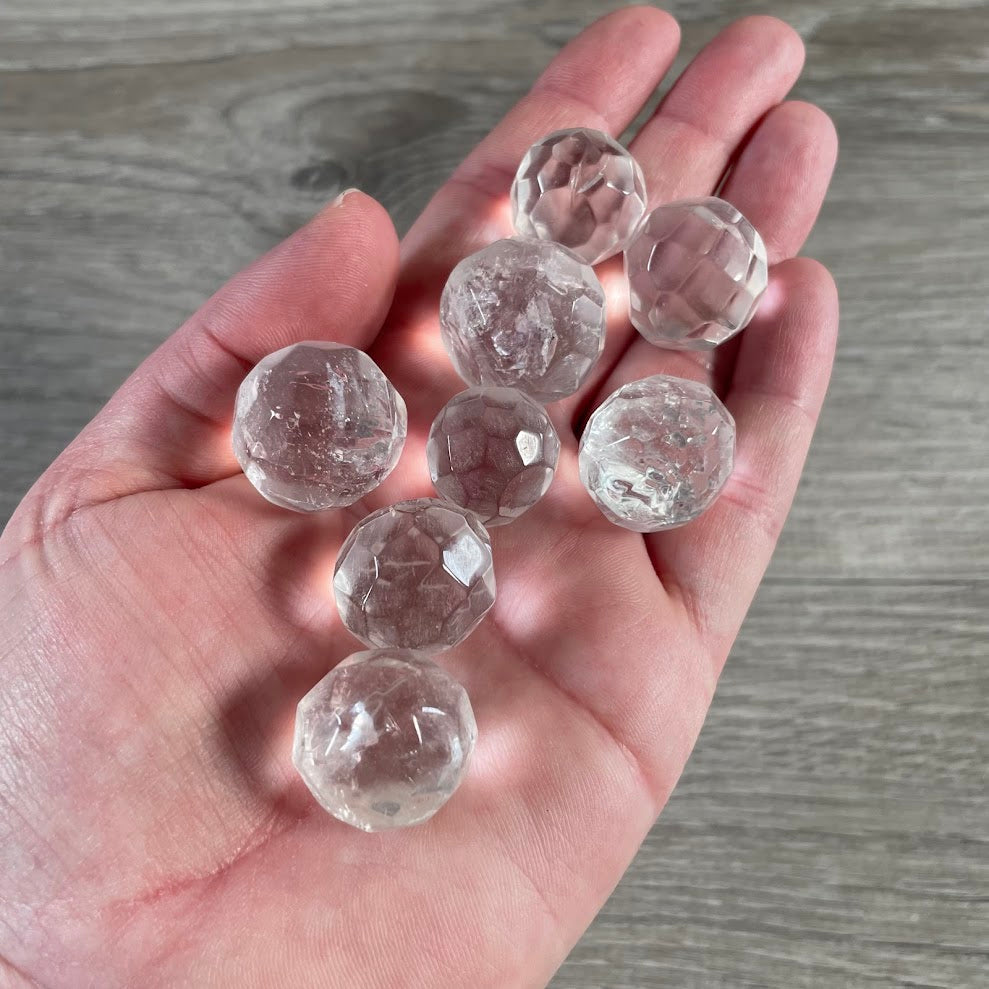 Small Faceted Gemstone Sphere | Polished Crystal Ball for Energy Healing