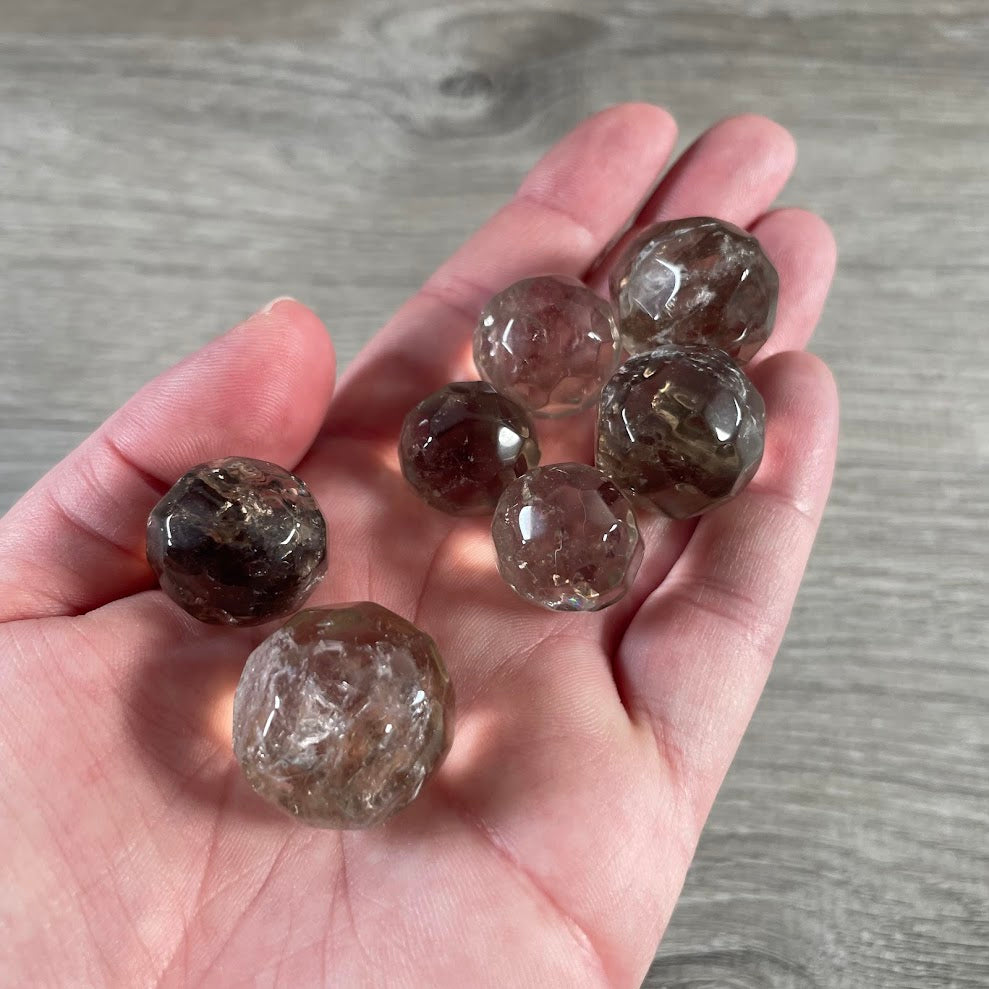 Small Faceted Gemstone Sphere | Polished Crystal Ball for Energy Healing