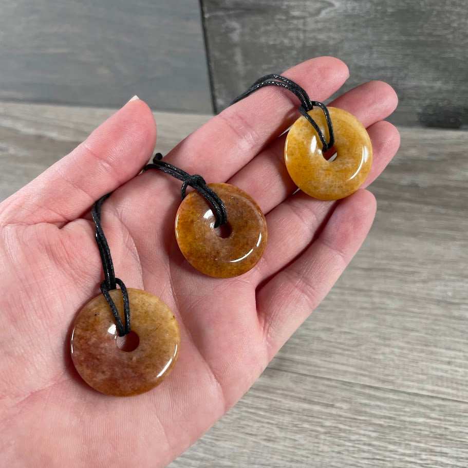 Donut Pi Stone 30mm Gemstone Pendant –  Strung or Plain