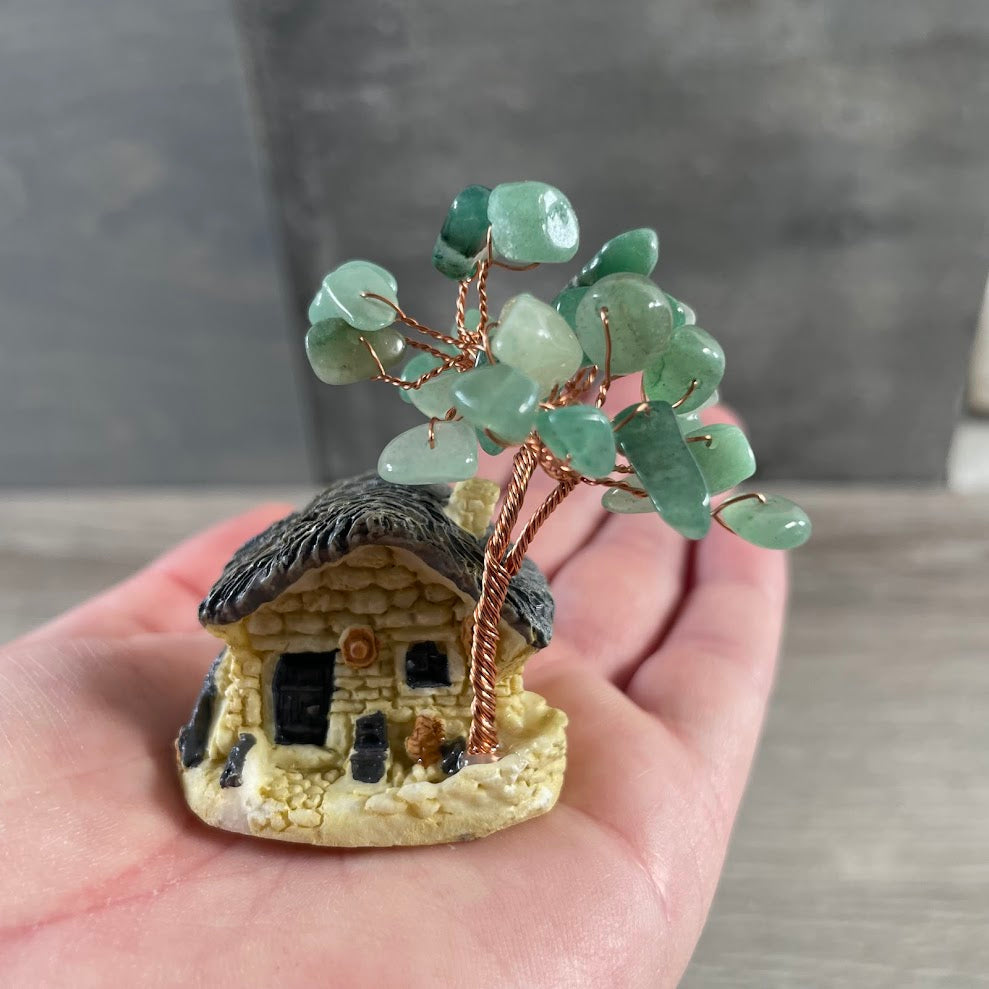 Aventurine crystal tree with fairy house wholesale supply