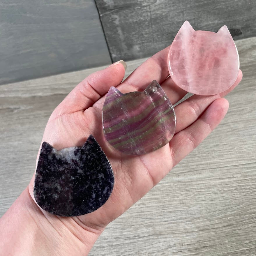 Cat Face Crystal Figurine | Wholesale Carved Gemstone Cat Head