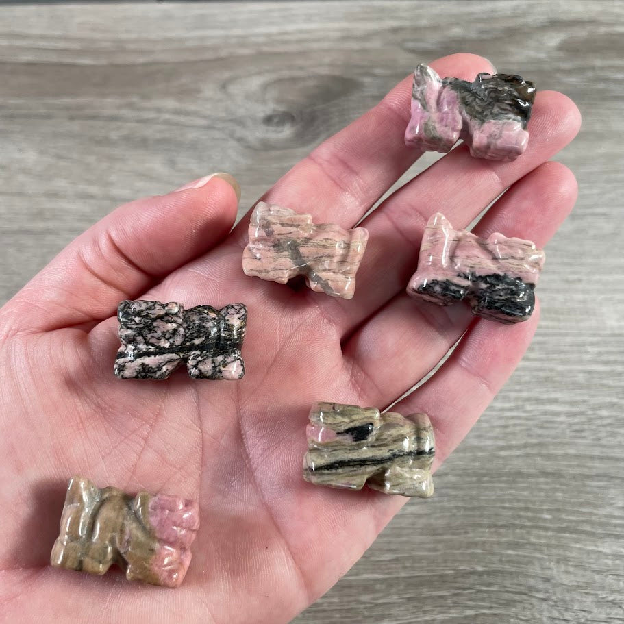 rhodonite small dragon crystal statue for gift shop display