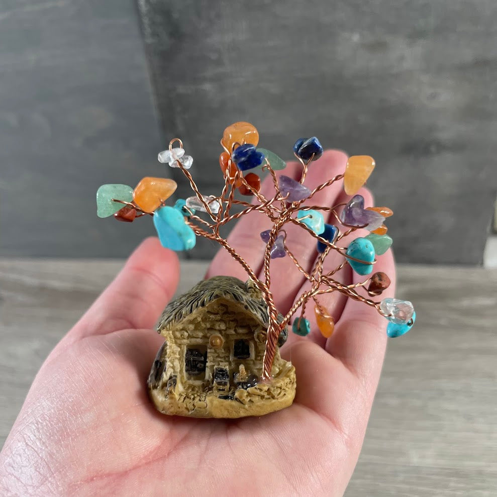 Multi stone whimsical fairy house crystal decor gift shop supply