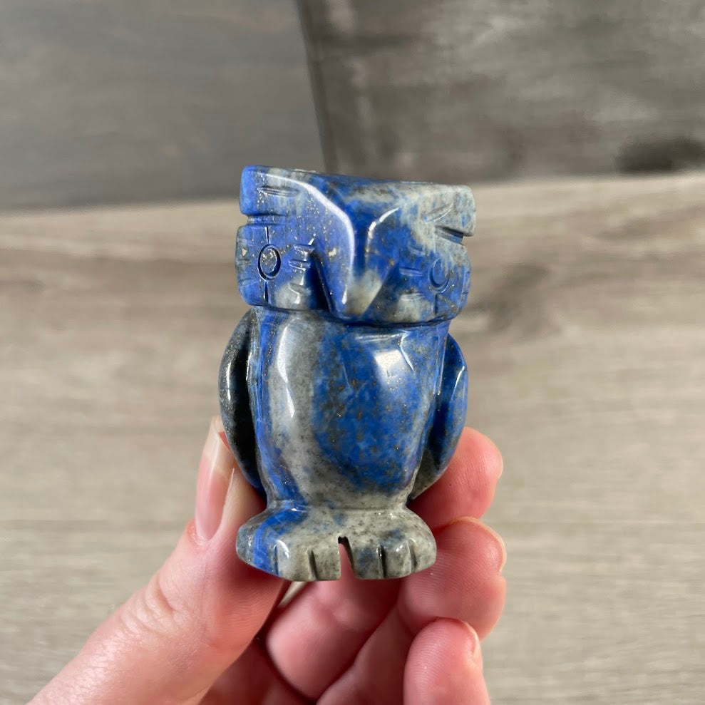 Lapis Lazuli gemstone animal owl statue for retail display