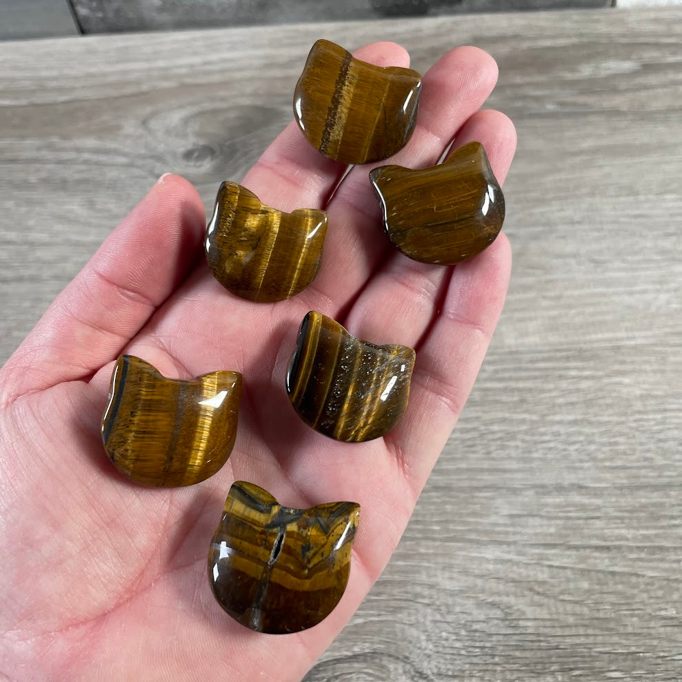 tiger eye carved cat face figurines bulk retailers