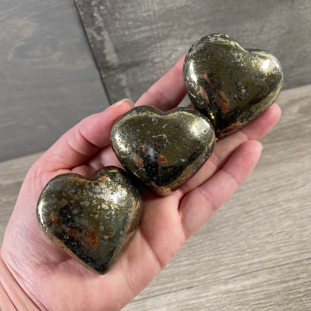 Pyrite Heart Crystals | Wholesale Polished Gemstone Hearts for Gift & Crystal Shops