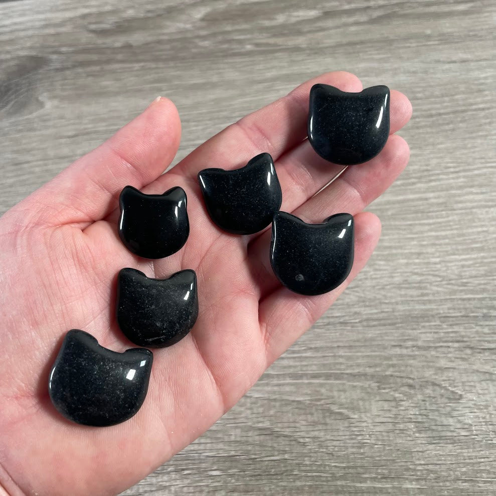 obsidian carved crystal cats collection, cat face wholesale
