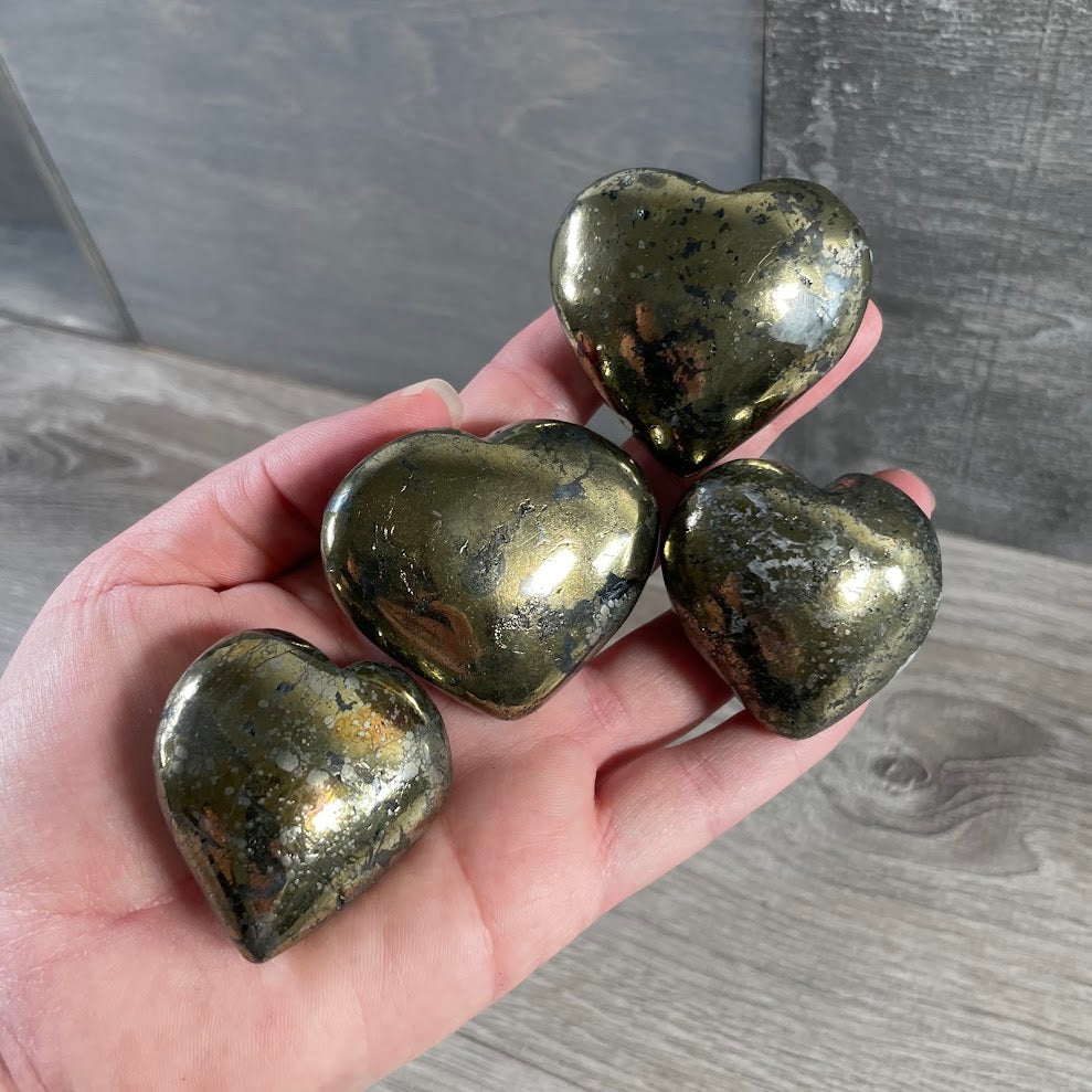 Pyrite Heart Crystals | Wholesale Polished Gemstone Hearts for Gift & Crystal Shops