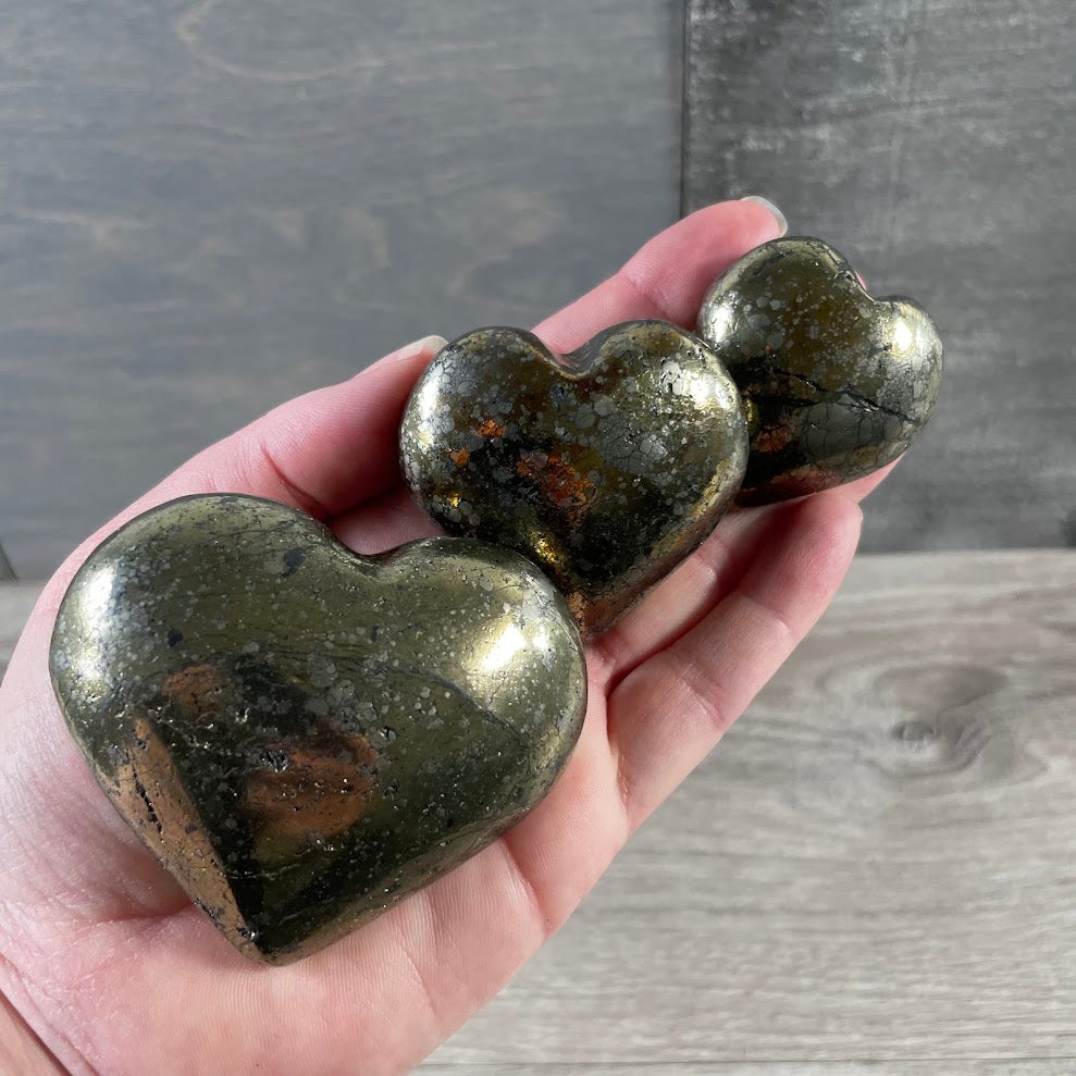 Pyrite Heart Crystals | Wholesale Polished Gemstone Hearts for Gift & Crystal Shops