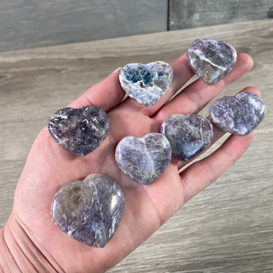 lepidolite purple wholesale hearts