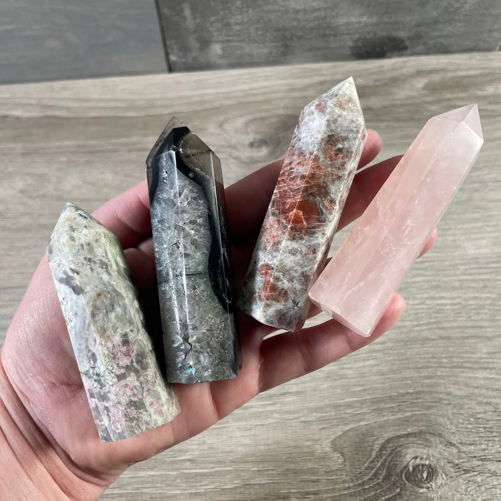 assorted gemstone obelisk crystal towers whlesale